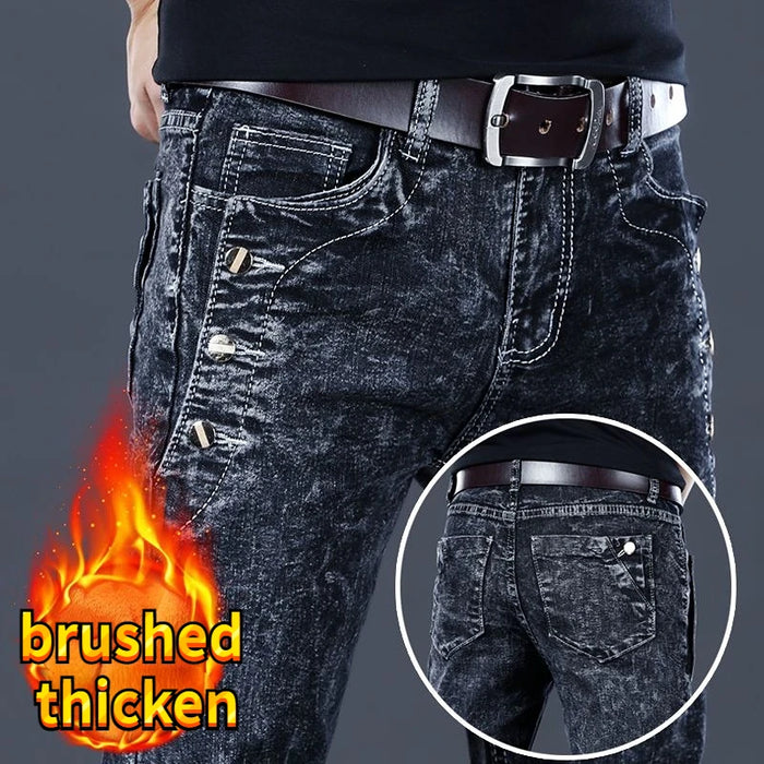 Autumn Winter Brushed Cowboy Luxury Slim Designer Clothes