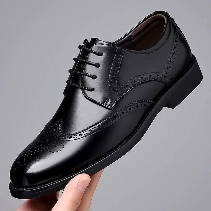 Men's Leather Shoes Floral Carving Brogue Casual Wedding Groom Shoes