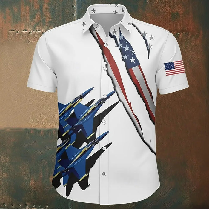 Men's US Flag Patriotic America's 250th Anniversary Button Up Shirts