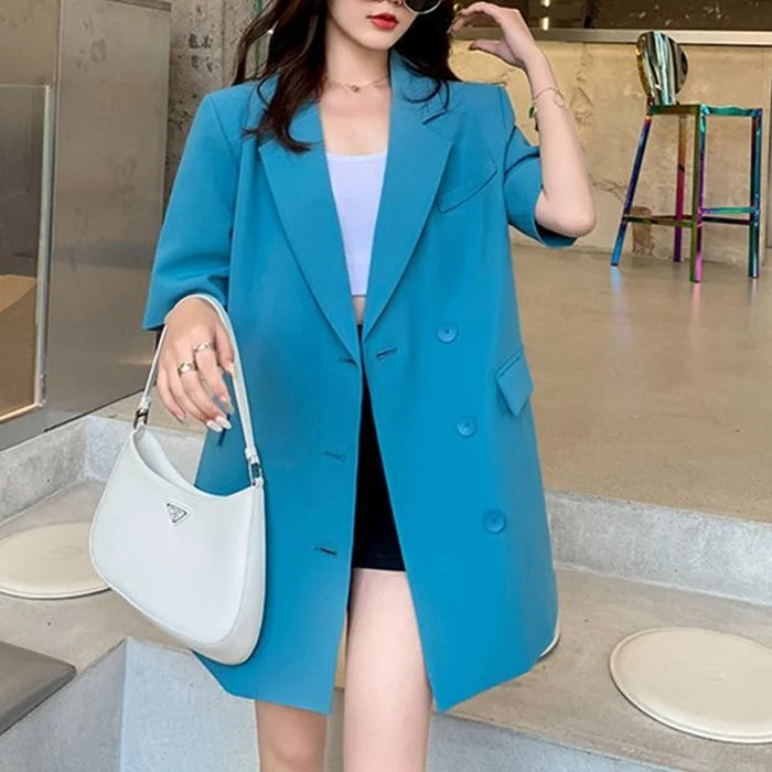 Summer New Solid Color Fashion Short Sleeve Blazers Women
