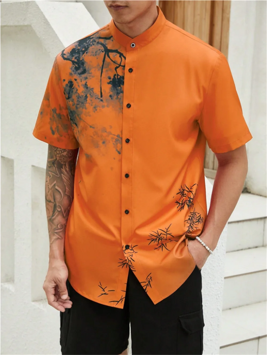 Men's plant-based shirt printed with high-definition patterns,