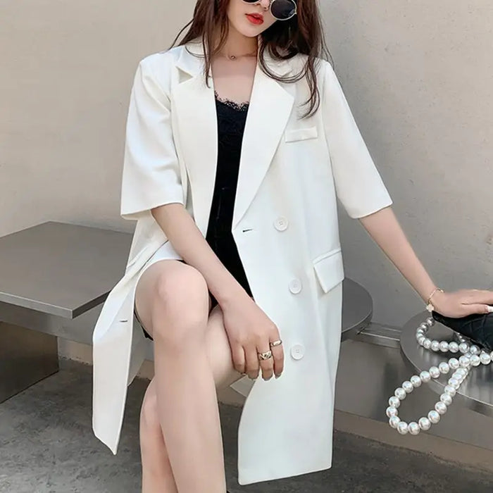 Summer New Solid Color Fashion Short Sleeve Blazers Women