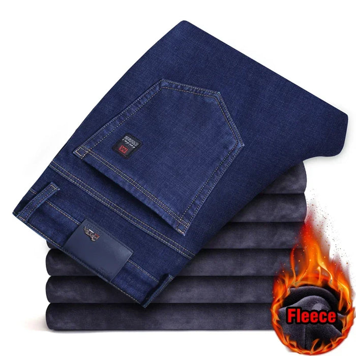 2024 Winter New Men's Fleece Warm Jeans