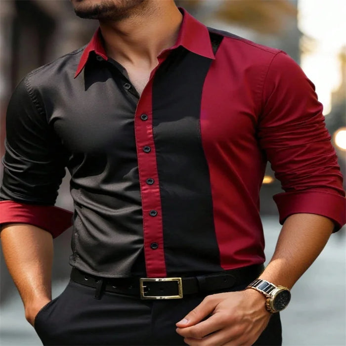 Men's shirt long sleeve charming party digital print patchwork shirt