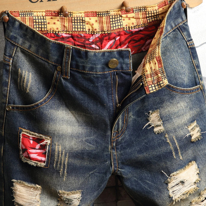 Hole Vintage Men Jeans Shorts