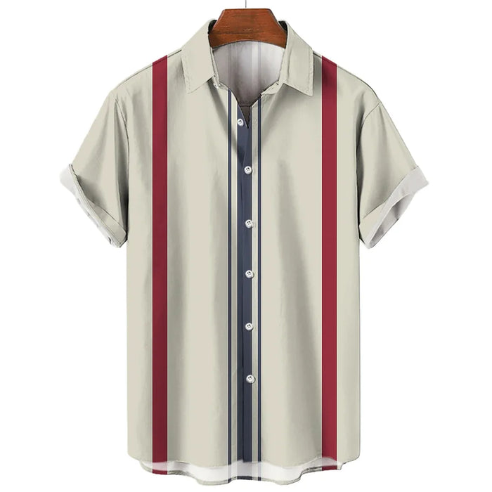 Hawaiian Shirt Harajuku Stripe Print Loose