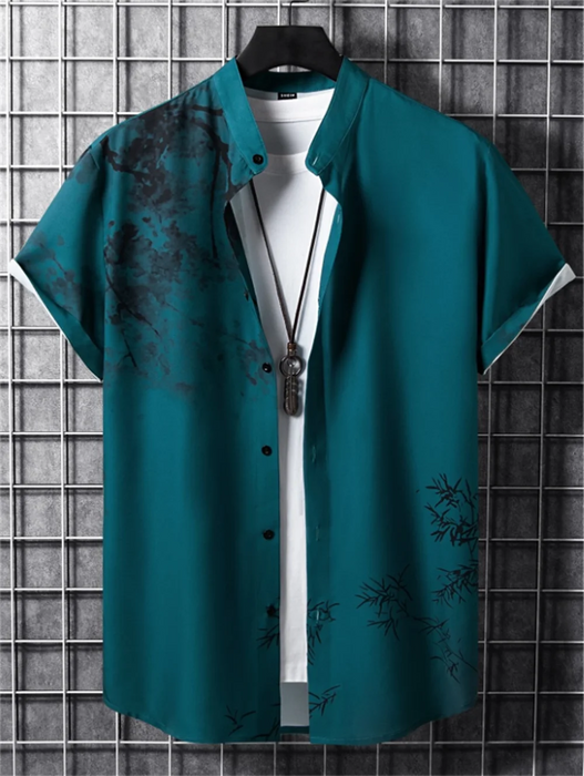 Men's plant-based shirt printed with high-definition patterns,