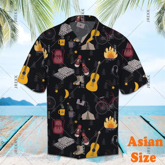 DJ Music Party Neon Print Hawaii Shirt Men's Clothing