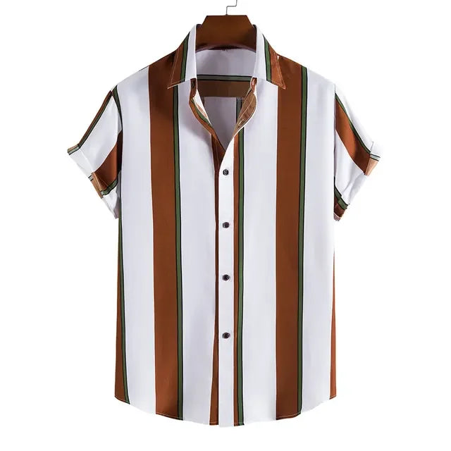 Hawaiian Shirt Harajuku Stripe Print Loose