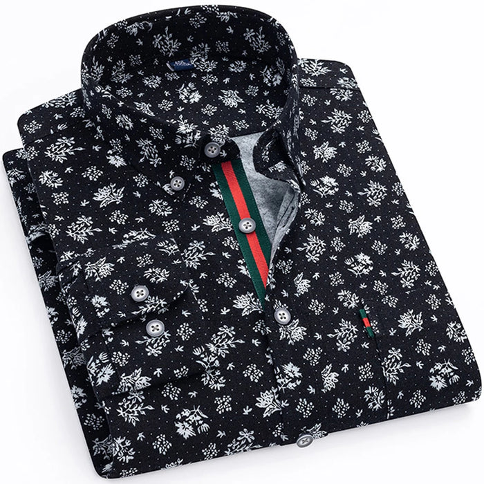 Men's Stylish Floral Print Button-Up Collar Dress Shirt