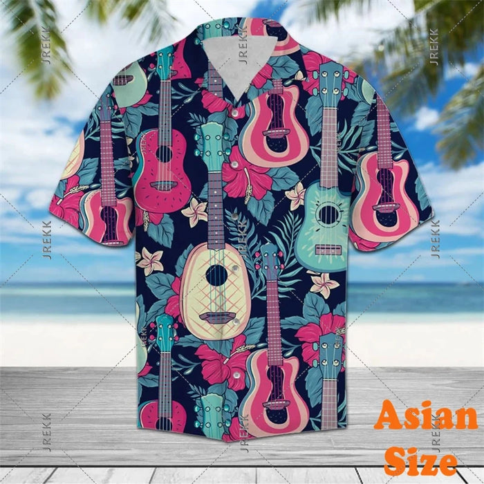 DJ Music Party Neon Print Hawaii Shirt Men's Clothing