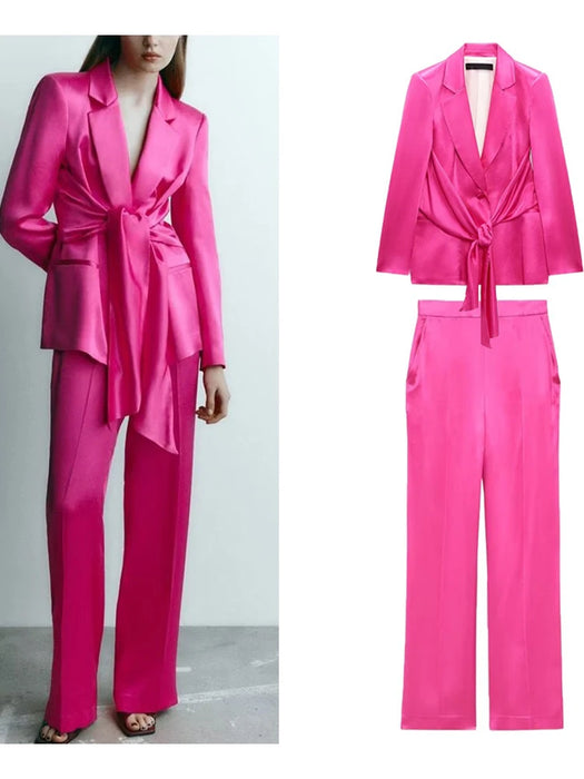 New Two Piece Womens Fashion Long Sleeve Bow