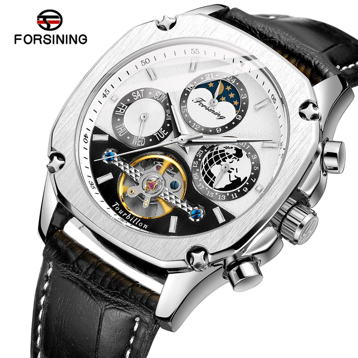 2026 New Square Waterproof Mechanical Watches Luxury Leather Watch For Men Tourbillon Multifunctional Automatic Date Wristwatch