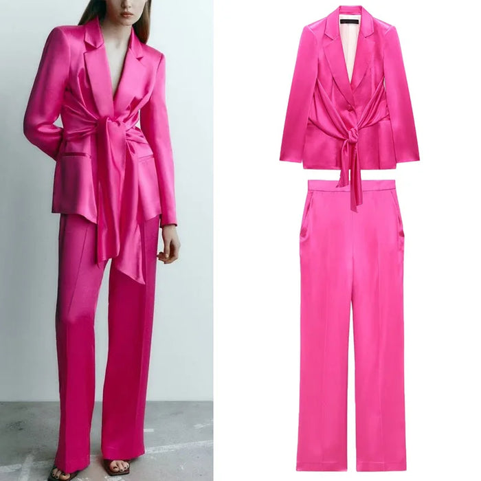 New Two Piece Womens Fashion Long Sleeve Bow
